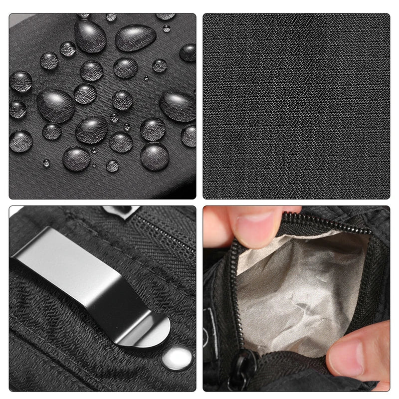 Mini Coin Purse RFID Blocking Fabric Wallet with Zipper & Belt Clip - Organizer for Cash & Coins