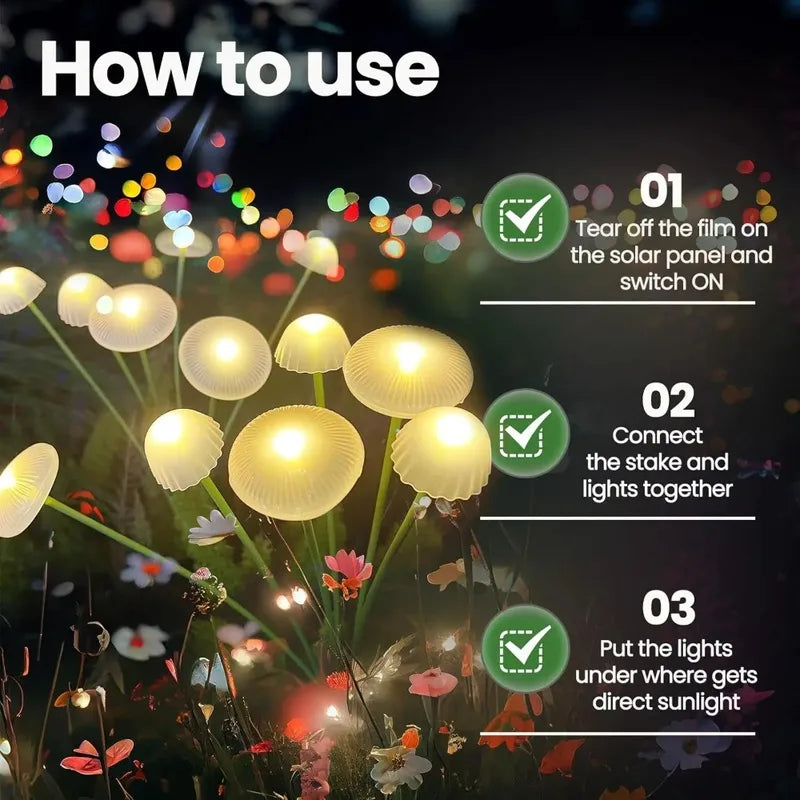 Solar-Powered Mushroom Garden Lights - Outdoor Ambient Lawn Stake Decor