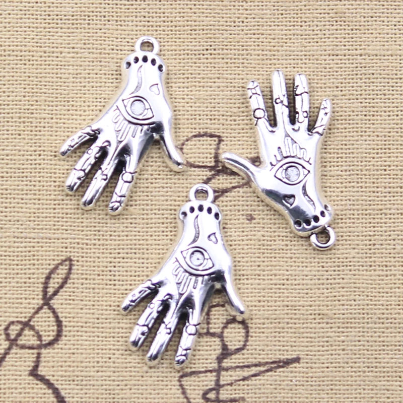 10pcs Silver Color Eye & Palm Charms for Jewelry Making - DIY Pendants