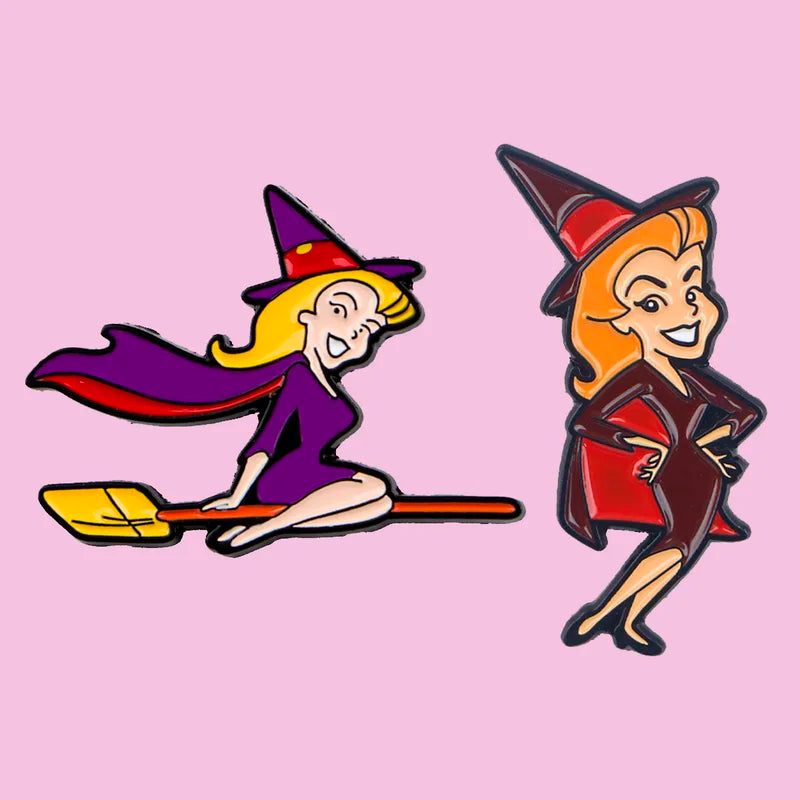 2pcs Cartoon Sorceress Enamel Pins Metal Brooch Backpack Hat Bag Badge Gift