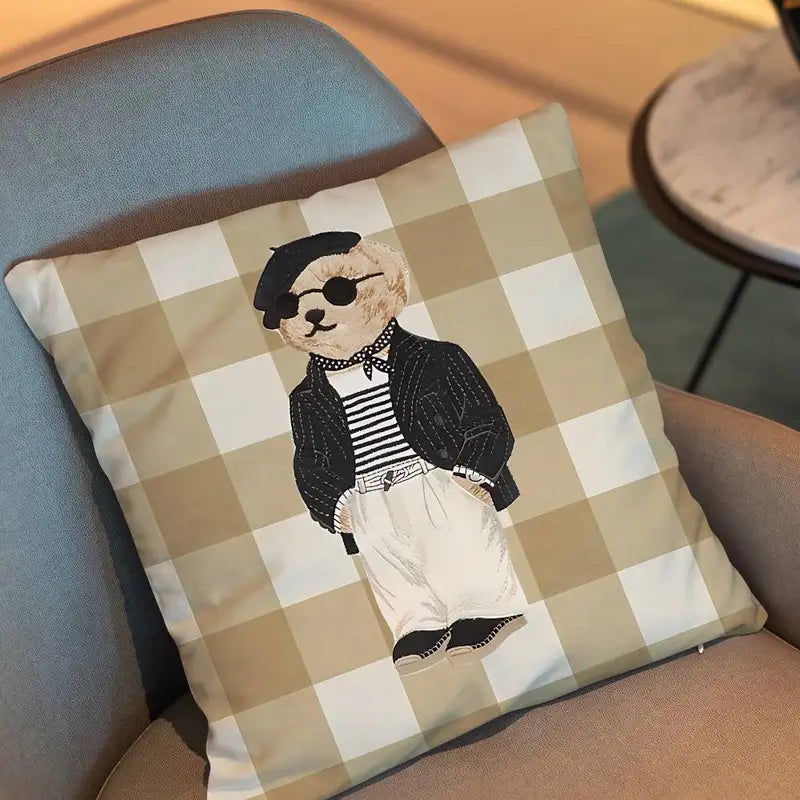 Retro Revival Pillow Cover Square Double-Sided Plush Cushion Cover Sofa Bed Decor