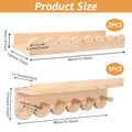Wooden Floating Wall Shelves with Hooks - Nursery and Living Room Storage Organizer