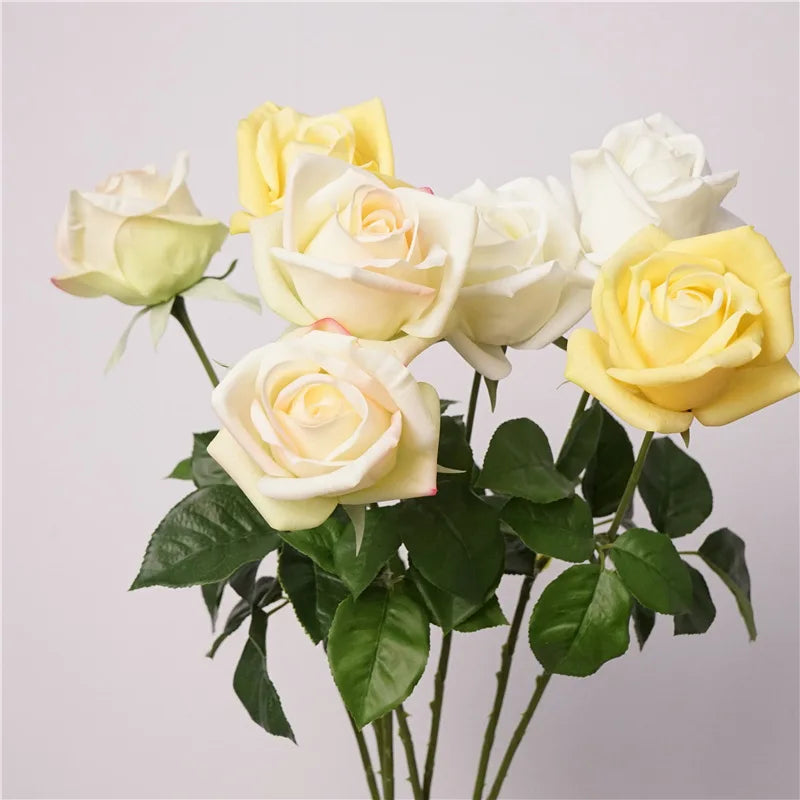 Artificial Moisturizing Rose Flowers Set for Wedding Bridal Decor - Real Touch Faux Flowers