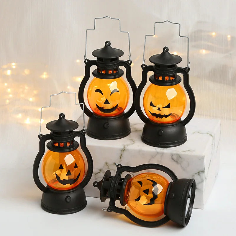 Halloween LED Hanging Pumpkin Lantern Light Ghost Lamp - Small Oil Lamp Decor