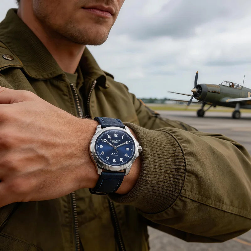 Men's Automatic Mechanical Pilot Watch Waterproof Luminous Leather Strap Classic Business