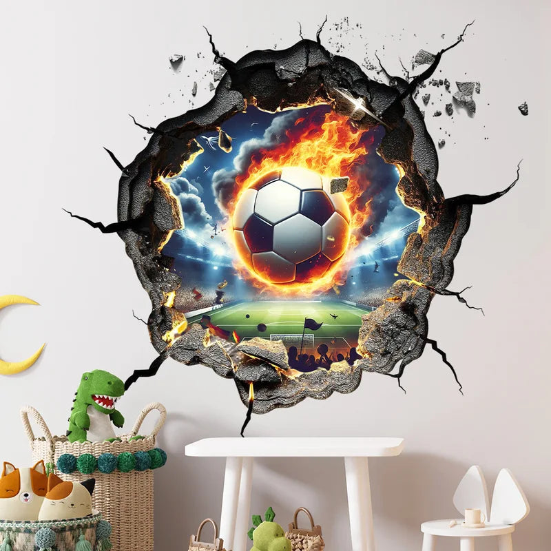 Soccer Hole Wall Sticker Football Celebration Decor for Birthday Party