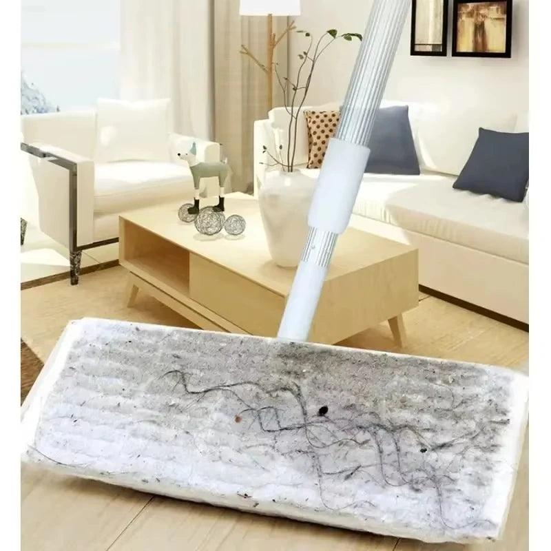 Disposable Flat Mop Cloths for Wet & Dry Floor Cleaning - 360° Rotating, Household Dust Removal