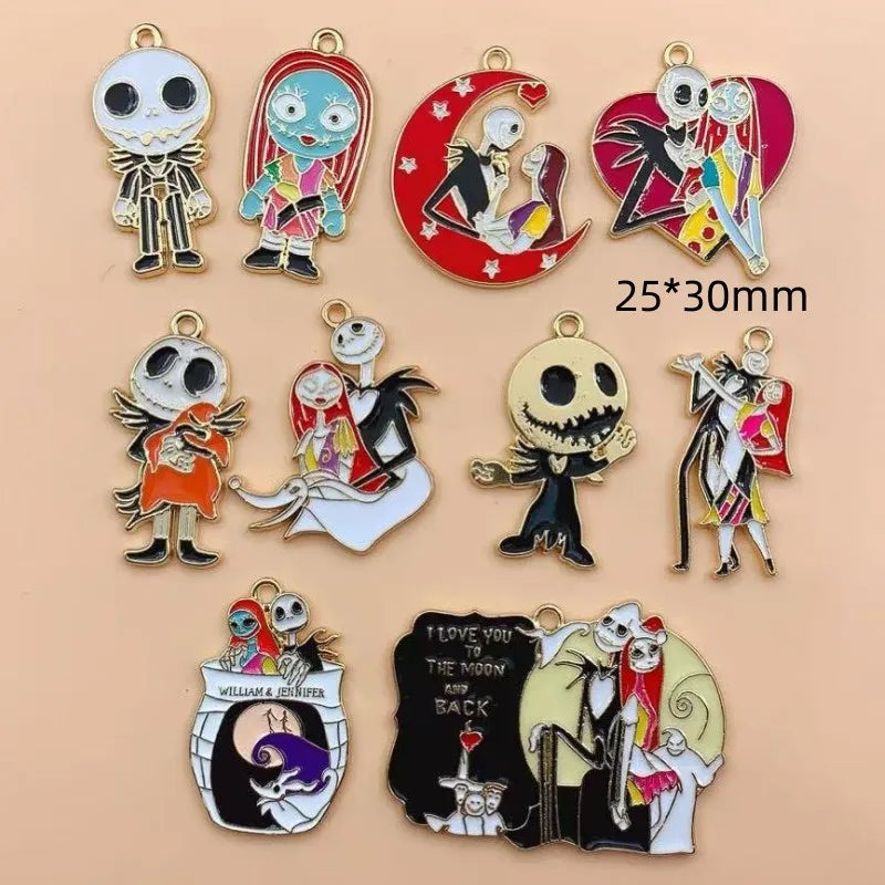 10 Pcs Cartoon Halloween Charm Pendants for DIY Jewelry Making Enamel Craft Supplies