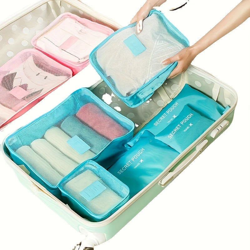 6-Piece Waterproof Travel Storage Bags Set for Clothes & Essentials