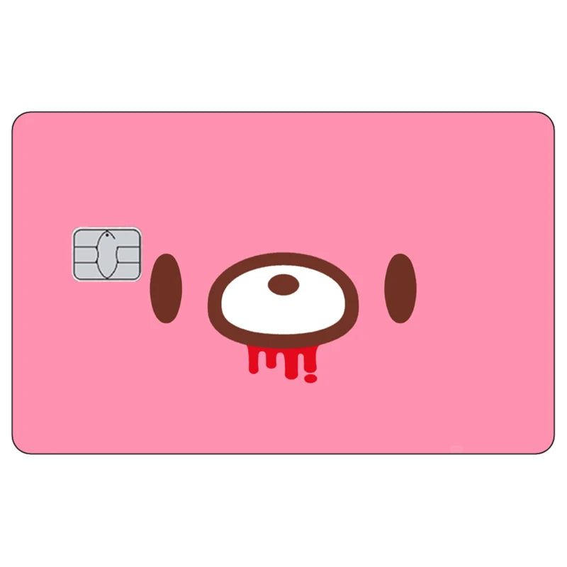 Cute Pink Bear Credit Card Skin Stickers for Visa JCB Mastercard IC Cards