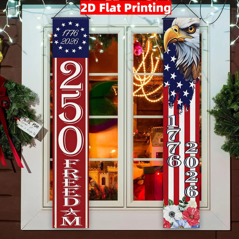American Independence Day 250th Anniversary Flag Banners - Eagle & US Flag Decor