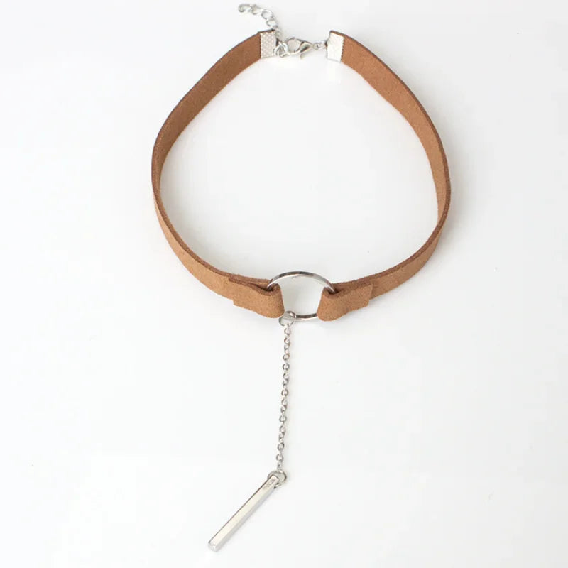 Dainty Velvet Choker Necklace for Women - Boho Circle Pendant Jewelry