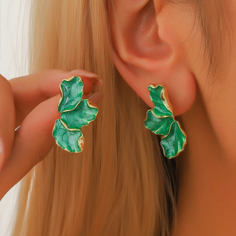 Women's Colorful Leaf Earrings 2-Pack - Fashion Flower Drop Jewelry