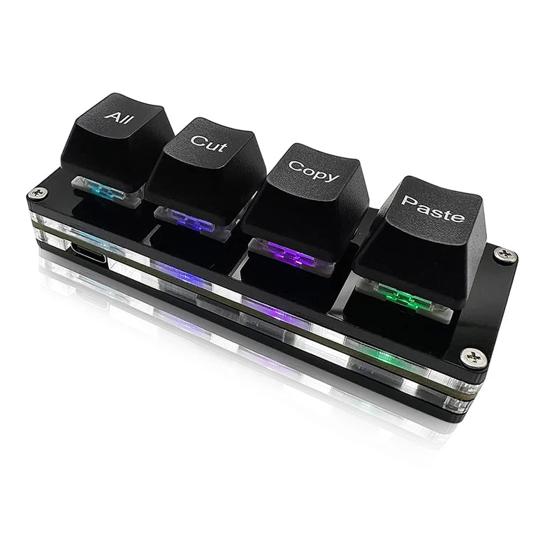 Mini Macro Pad 4-Key Keyboard RGB Mechanical Shortcut Keyboard for Gaming and Workflow