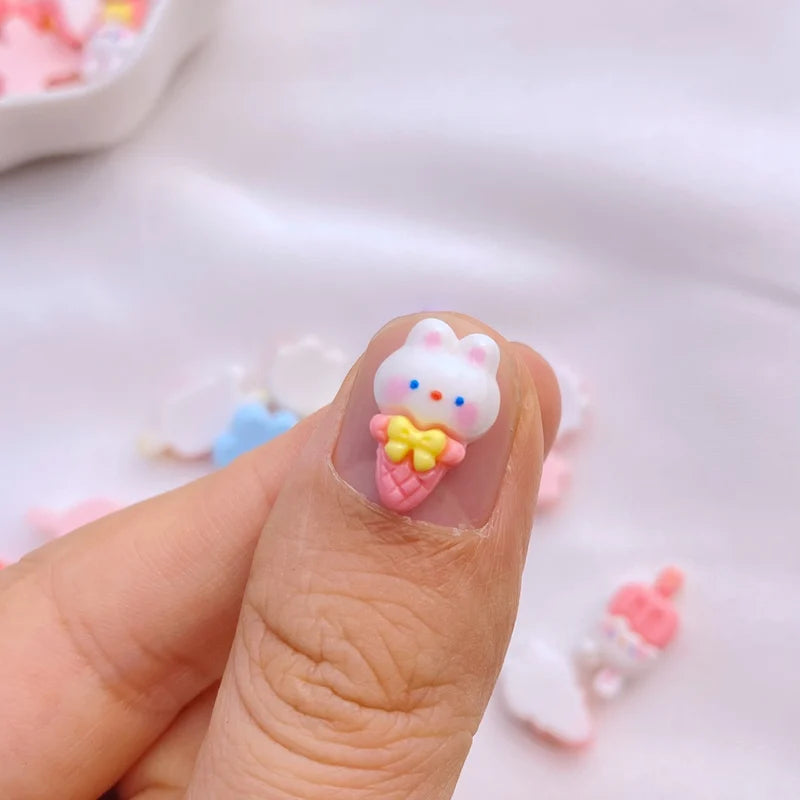 Mini Resin Rabbit Flatback Ornaments for Jewelry, Manicure & Hair Accessories - 20 Pack