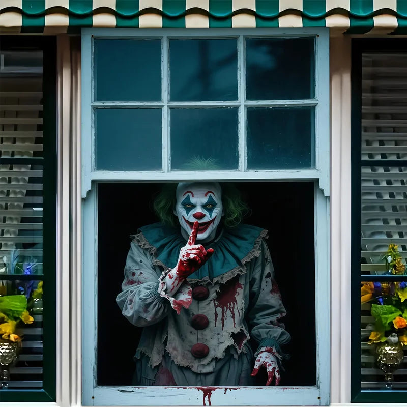 Halloween Horror Clown Blood Banner - Polyester Hanging Party Decoration