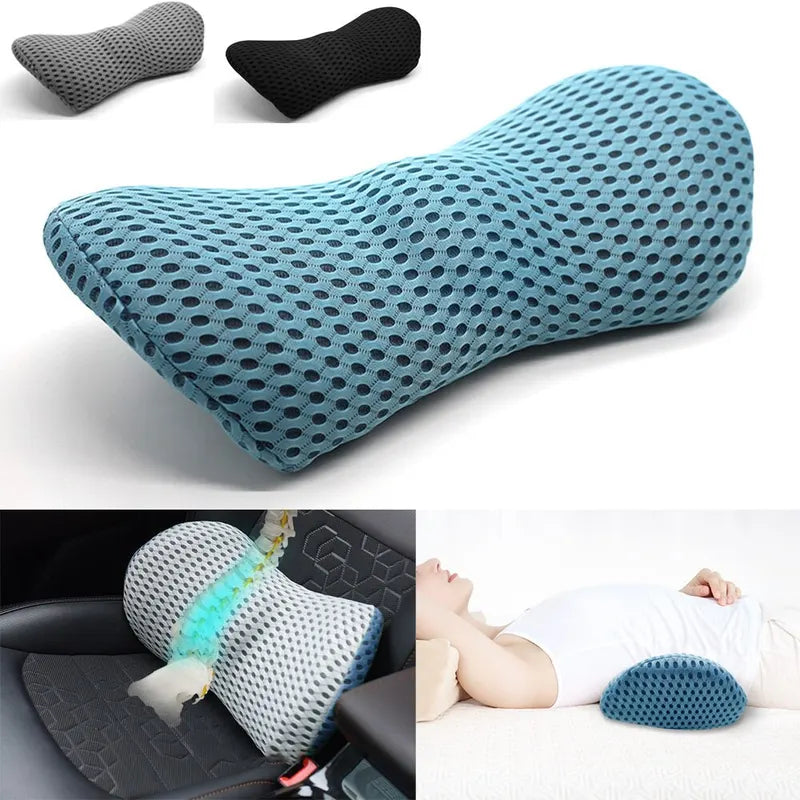 Breathable Memory Foam Lumbar Support Cushion for Car & Bed - Support Pillow