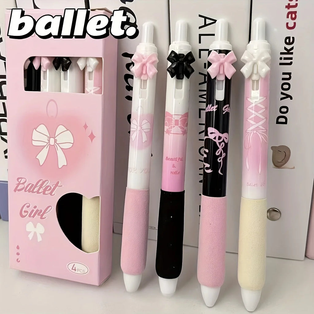 High Beauty Butterfly Pressing Pen - 0.5mm Fine Black Ink, 3D Bow Design, Soft Sponge Handle