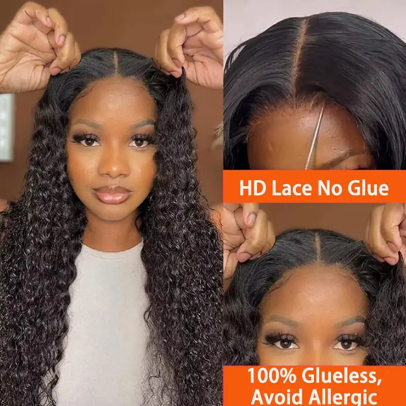 Glueless Human Hair Wigs Deep Wave 6x4 5x5 Lace Closure Pre Plucked 200 Density