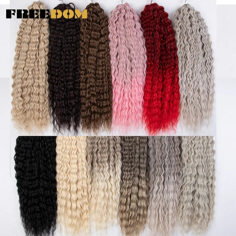 Synthetic Twist Crochet Hair Extensions - 22 Inch Curly Wavy Braids with Ombre Rainbow Colors