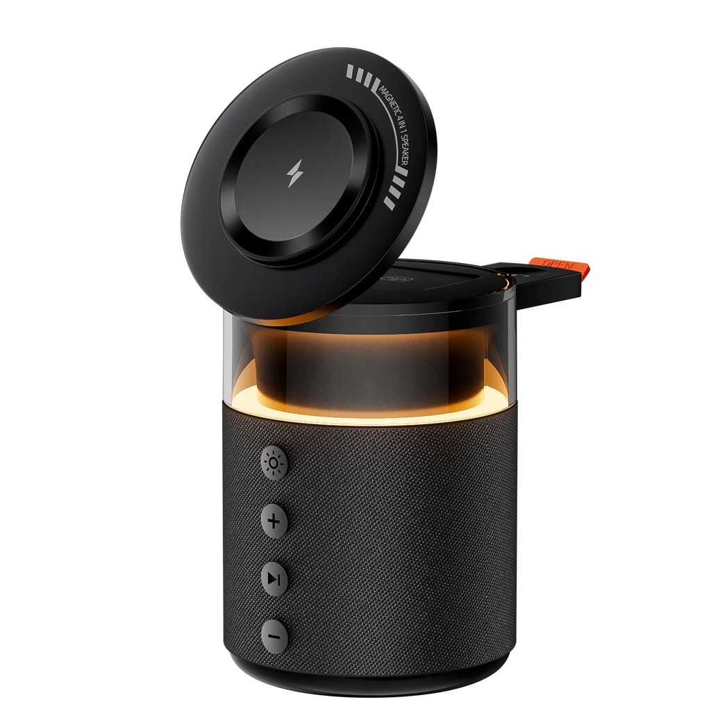5-in-1 Magnetic Wireless Charging Station with Speaker Night Light Fast Charger for iPhone iWatch AirPods