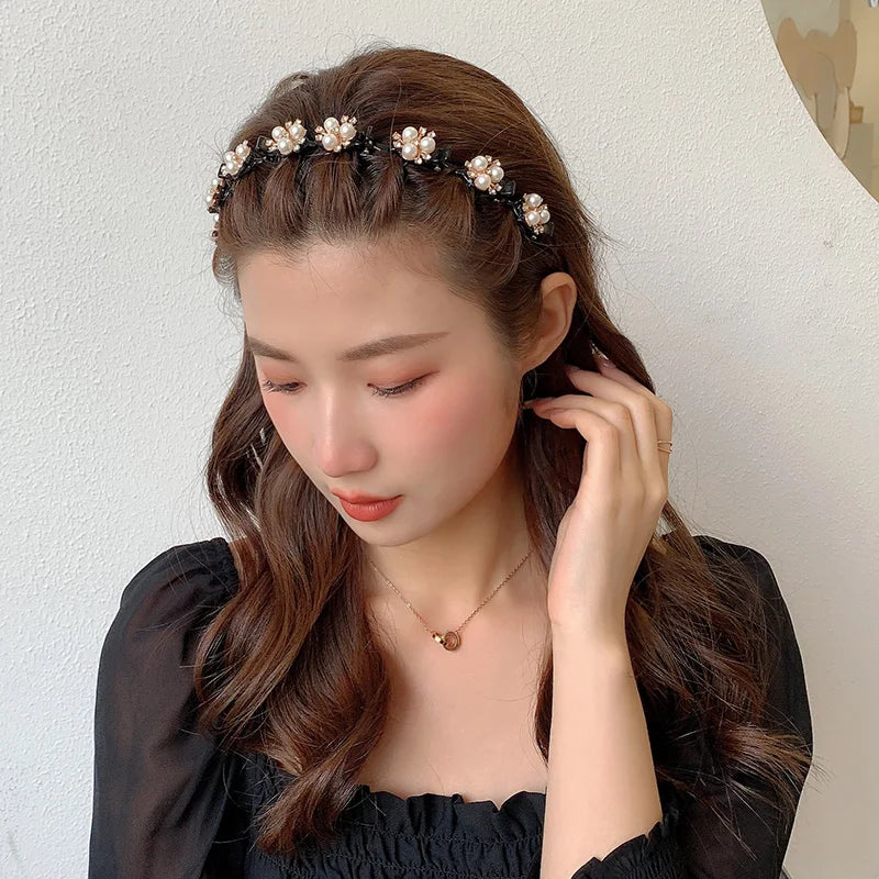 Fashion Pearl Hair Hoop Bands for Women - Double Layer Headwear Accessory