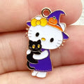 Halloween Cartoon Cat Skeleton Jewelry Pendant Keychain Set - DIY Accessory