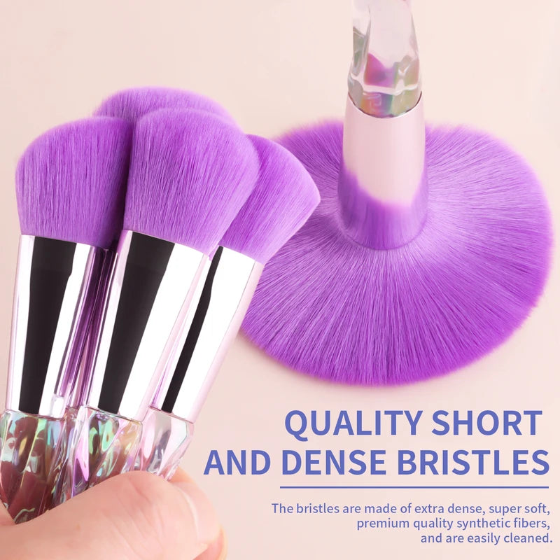 10-Piece Makeup Brush Set with Crystal Handles and Case - Includes Powder and Foundation Brushes