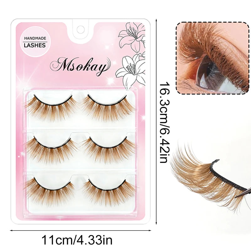 Rainbow Colorful False Eyelashes 3 Pairs - Vegan Makeup Eye Lashes for Halloween and Cosplay