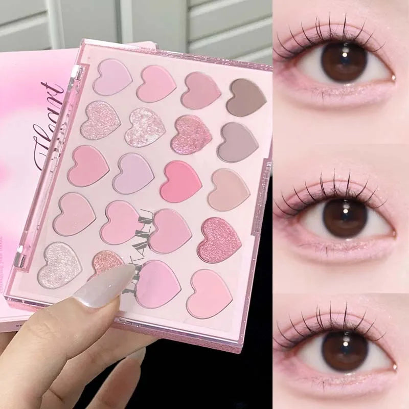 Colorful Heart Shaped Eyeshadow Palette with Glitter and Pearl Finish - Brighten Your Look