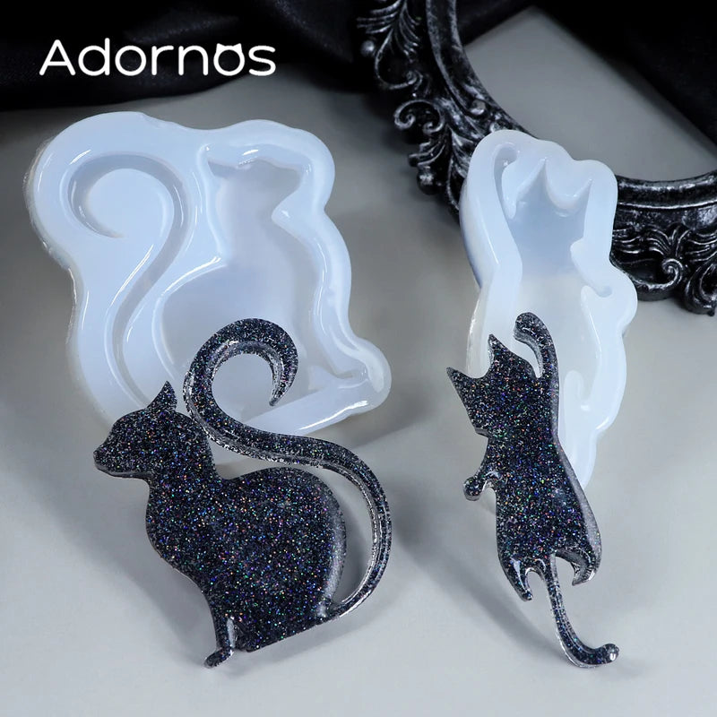 Halloween Resin Silicone Molds Kitten Cat Jewelry & Keychain Crafting Mold