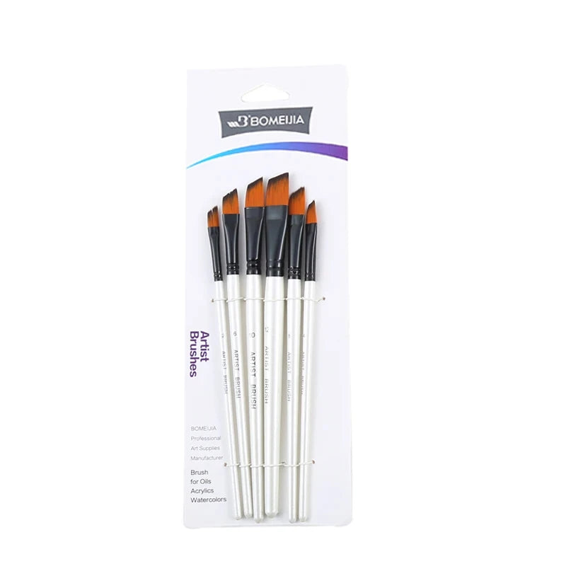 Paint Brushes Set - Round Flat Angle Filbert Watercolor Oil Gouache Art Supplies