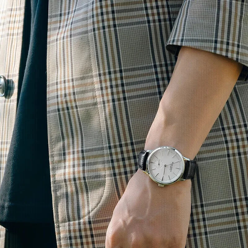 Men's Mechanical Wristwatch with 50m Waterproof Leather Strap Business Watch
