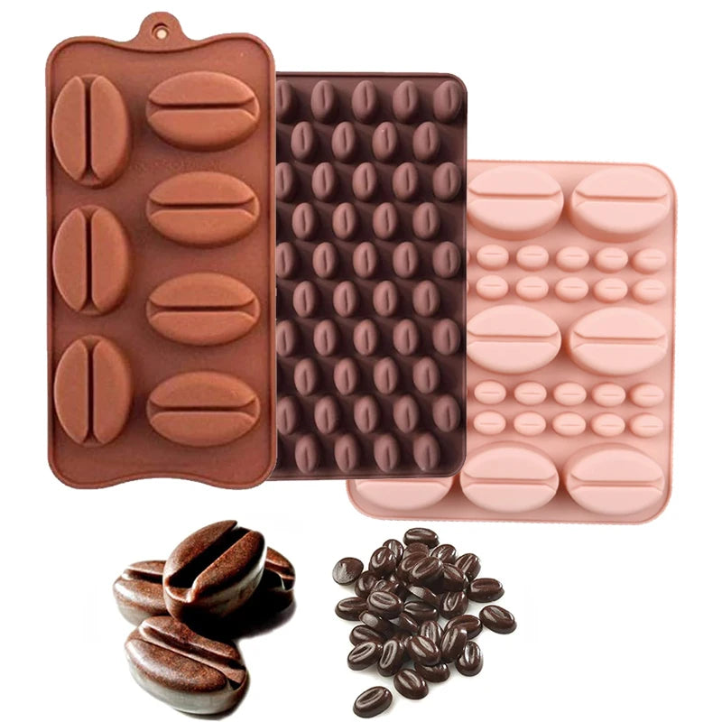 3D Coffee Beans Silicone Mold for Chocolate Candy Ice Cubes Cake Decoration