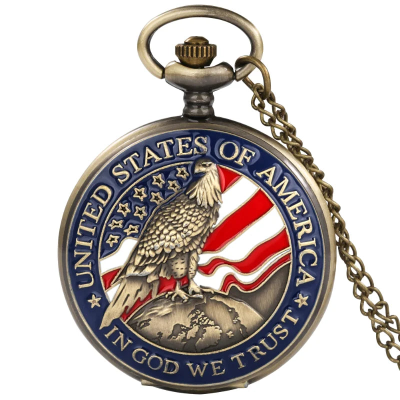 Vintage American Presidential Pocket Watch with Eagle Design for Men & Women