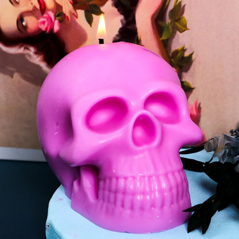3D Skull Candle Silicone Mold for DIY Halloween Decorations & Crafting