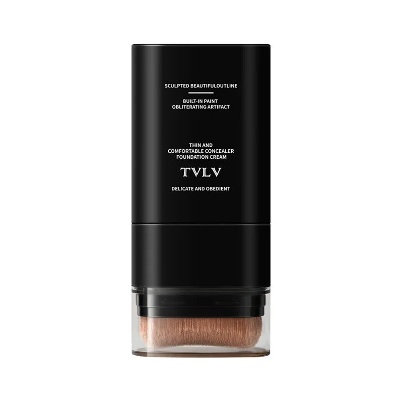 Waterproof Foundation Stick with Brush for Face Makeup and Concealer - Brightening Moisturizing Base