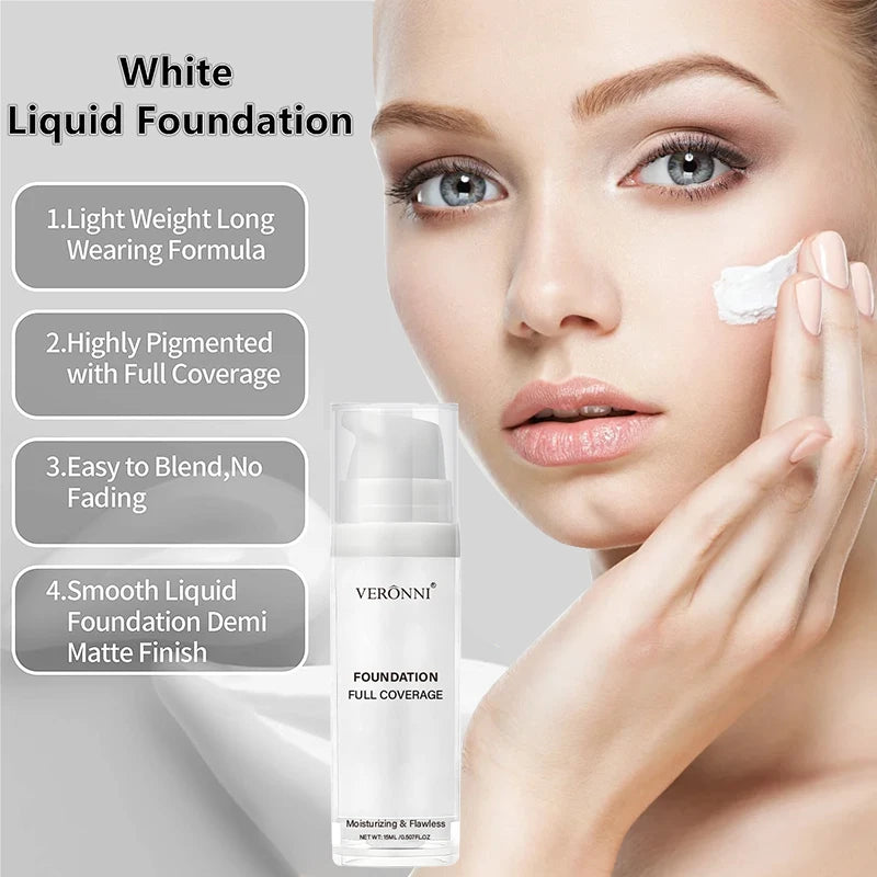 White Face Paint Foundation 15ml for Halloween & Cosplay - Full Coverage, Matte Finish