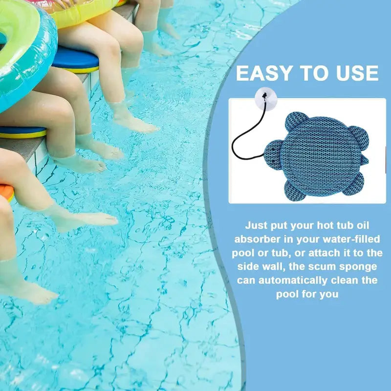 Floating Pool Skimmer for Water Maintenance - Reusable Oil & Scum Absorber Sponge
