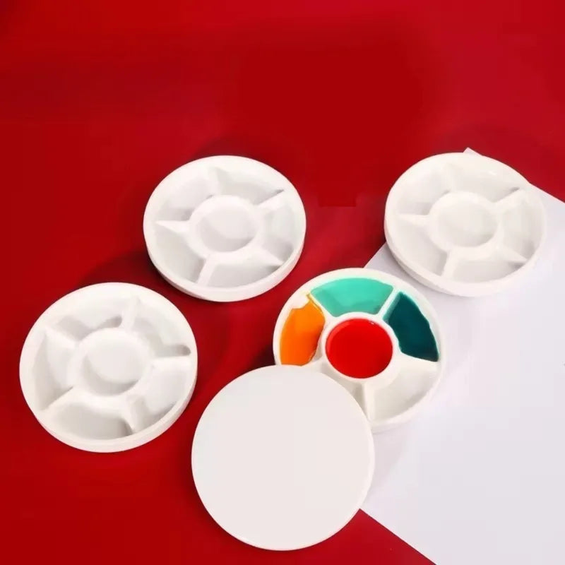 Imitation Porcelain Paint Palette with Lid - Round Watercolor Tray for Artists