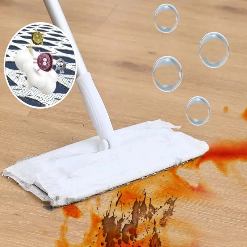 Disposable Flat Mop Cloths for Wet & Dry Floor Cleaning - 360° Rotating, Household Dust Removal