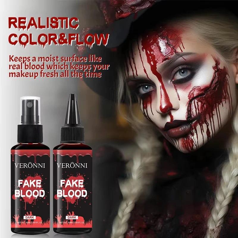 Halloween Fake Blood Spray for Role-Playing Costumes - Washable, Realistic Effect Drops