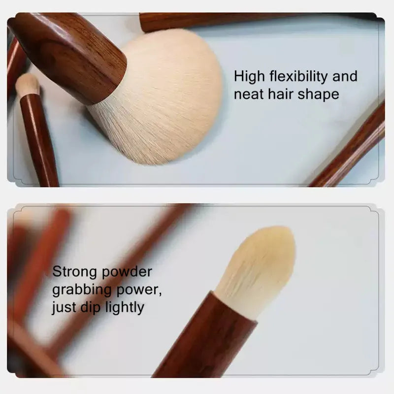 10PCS Sandalwood Makeup Brush Set Professional Blush Foundation Eyeshadow Tools