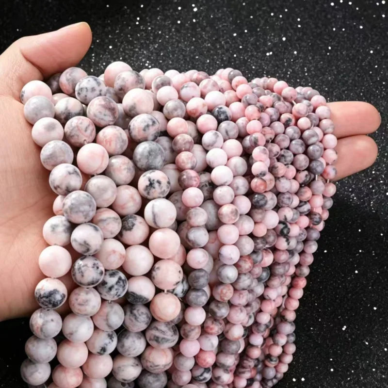 Natural Stone Pink Zebra Jasper Beads - 2mm to 12mm Round Loose Spacer Beads for Jewelry Making