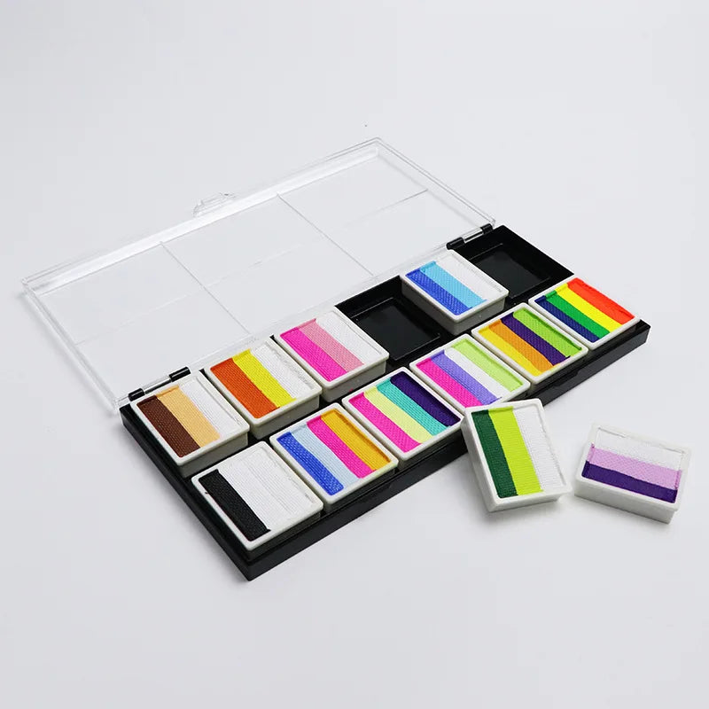 2-in-1 Rainbow Face Paint Kit Water-Activated Body Art & Makeup Palette