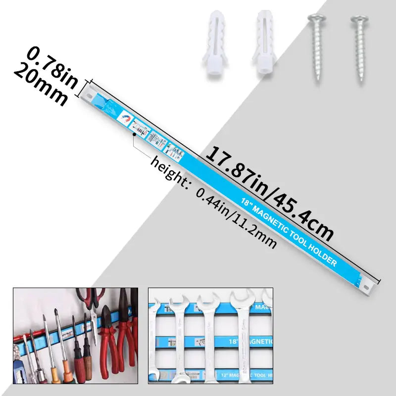 Magnetic Tool Rack Organizer with Strong Adhesive Strips for Kitchen Garage Workshop