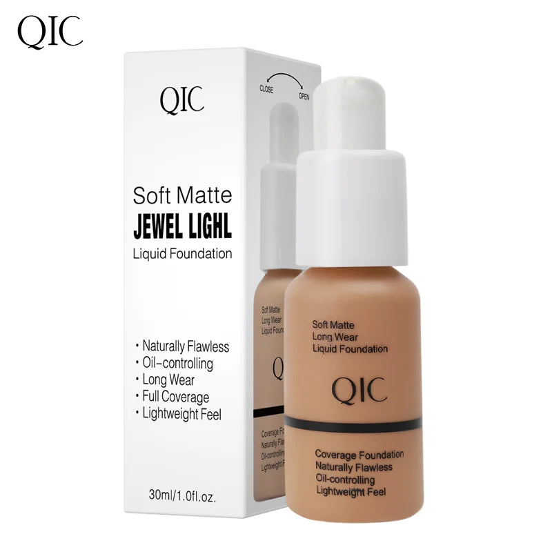 Full-Coverage Matte Liquid Foundation Waterproof Long-Lasting Face Makeup