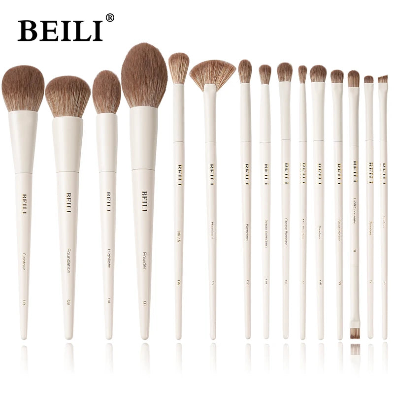 15-Piece Makeup Brush Set with Synthetic Hair - Foundation, Eyeshadow, Blush, Contour & Highlight Brushes