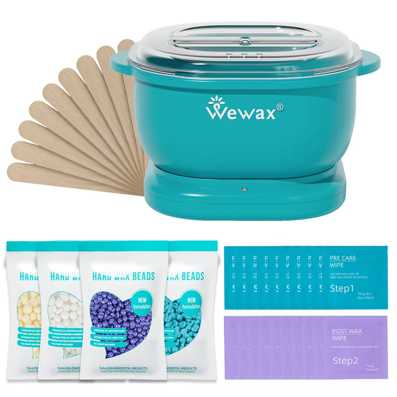 Foldable Silicone Wax Heater Kit 35Pcs with Hard Wax Beans for Full Body Hair Removal - US Plug