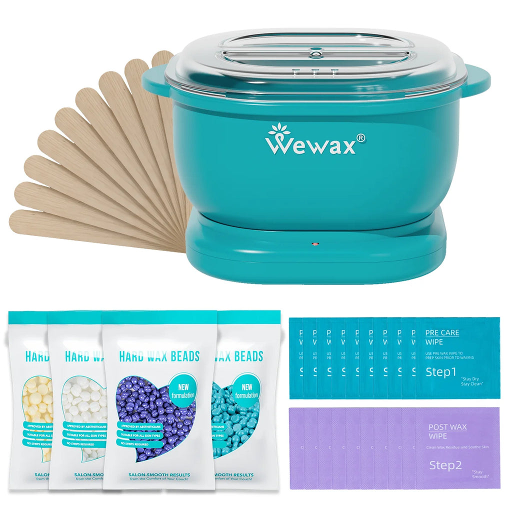 Foldable Silicone Wax Heater Kit 35Pcs with Hard Wax Beans for Full Body Hair Removal - US Plug